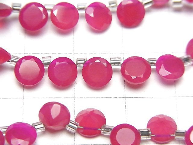 High Quality Fuchsia pink Chalcedony AAA Brilliant Cut 6 x 6 x 3 mm half or 1 strand beads (aprx.7 inch / 17 cm)