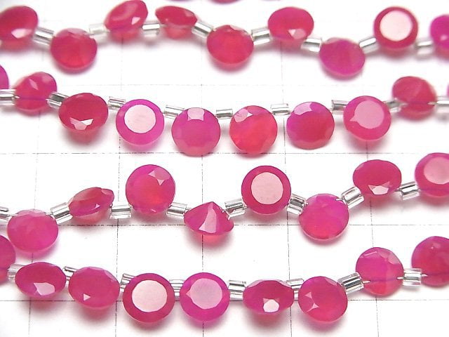 High Quality Fuchsia pink Chalcedony AAA Brilliant Cut 6 x 6 x 3 mm half or 1 strand beads (aprx.7 inch / 17 cm)