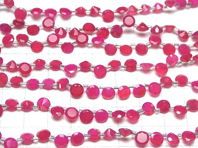 High Quality Fuchsia pink Chalcedony AAA Brilliant Cut 6 x 6 x 3 mm half or 1 strand beads (aprx.7 inch / 17 cm)