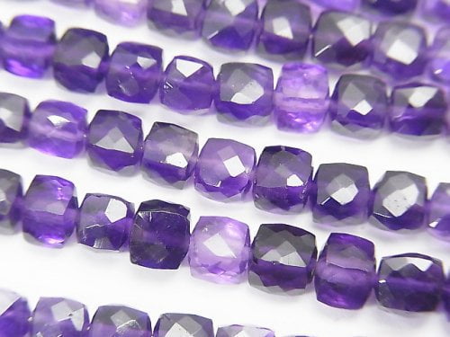 Amethyst, Cube Gemstone Beads