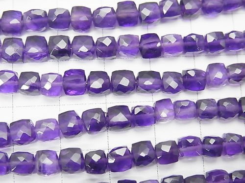 High Quality Amethyst AAA Cube Shape  half or 1strand beads (aprx.7inch/18cm)