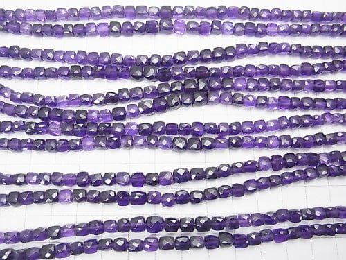 High Quality Amethyst AAA Cube Shape  half or 1strand beads (aprx.7inch/18cm)