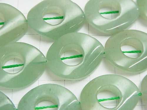 Green Aventurine Twist Pear shape (Donut) 23 x 18 x 5 mm half or 1 strand beads (aprx.15 inch / 36 cm)