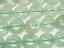 Green Aventurine Twist Coin (Donut) 15 x 15 x 3 mm half or 1 strand beads (aprx.15 inch / 38 cm)