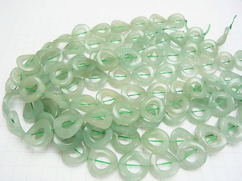 Green Aventurine Twist Coin (Donut) 20 x 20 x 3 mm half or 1 strand beads (aprx.15 inch / 38 cm)