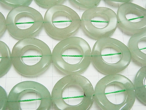 Green Aventurine Twist Coin (Donut) 25 x 25 x 4 mm half or 1 strand beads (aprx.15 inch / 36 cm)