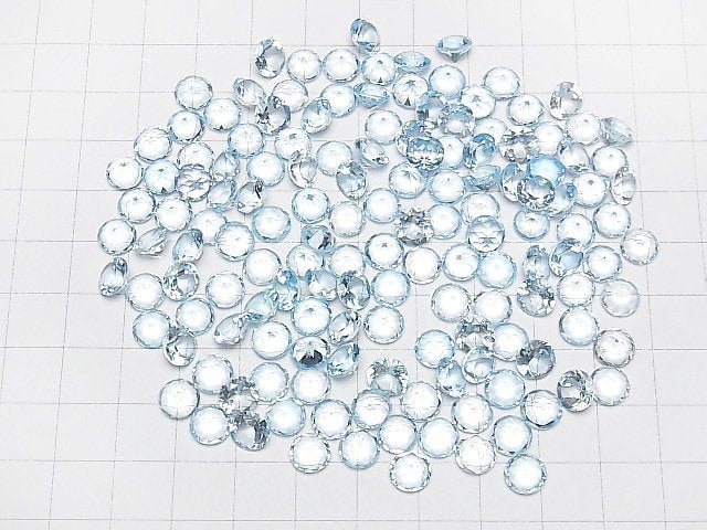 [Video]High Quality Sky Blue Topaz AAA Loose stone Round Faceted 7x7mm 5pcs