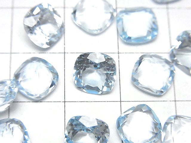 [Video]High Quality Sky Blue Topaz AAA- Loose stone Square Faceted 8x8mm 3pcs