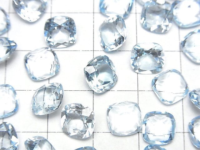 [Video]High Quality Sky Blue Topaz AAA- Loose stone Square Faceted 8x8mm 3pcs