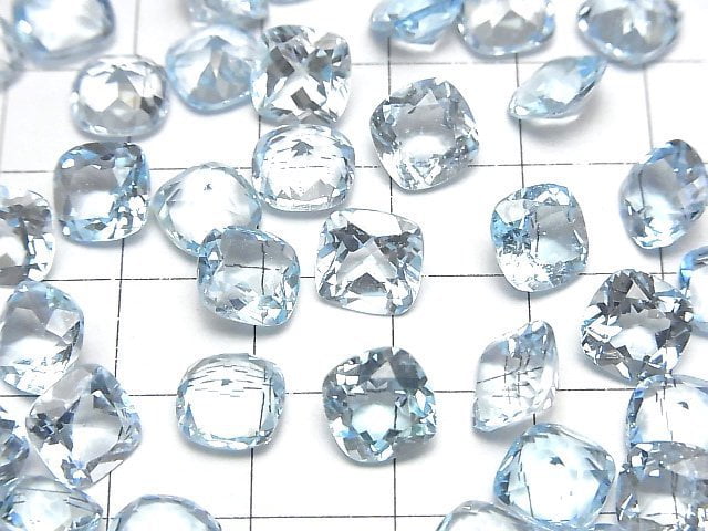 [Video]High Quality Sky Blue Topaz AAA- Loose stone Square Faceted 8x8mm 3pcs