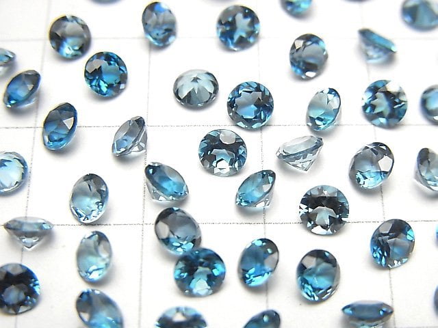 [Video]High Quality London Blue Topaz AAA Loose stone Round Faceted 4x4mm 5pcs