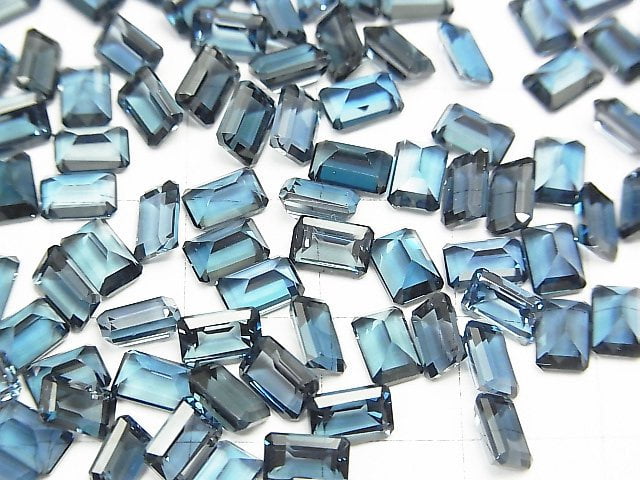 [Video]High Quality London Blue Topaz AAA Undrilled Rectangle Faceted 6x4 mm 5pcs