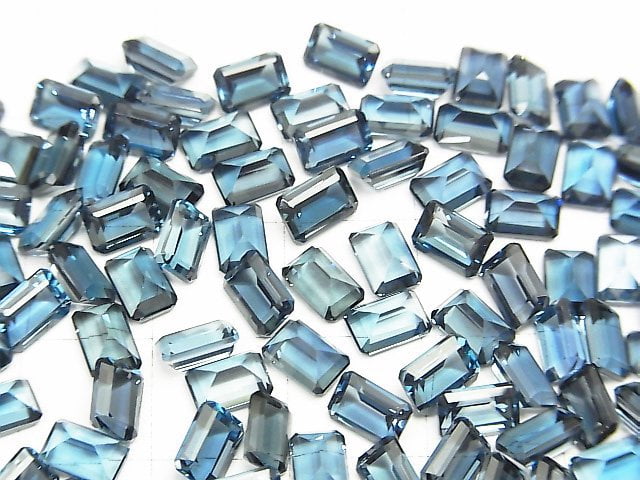 [Video]High Quality London Blue Topaz AAA Undrilled Rectangle Faceted 6x4 mm 5pcs