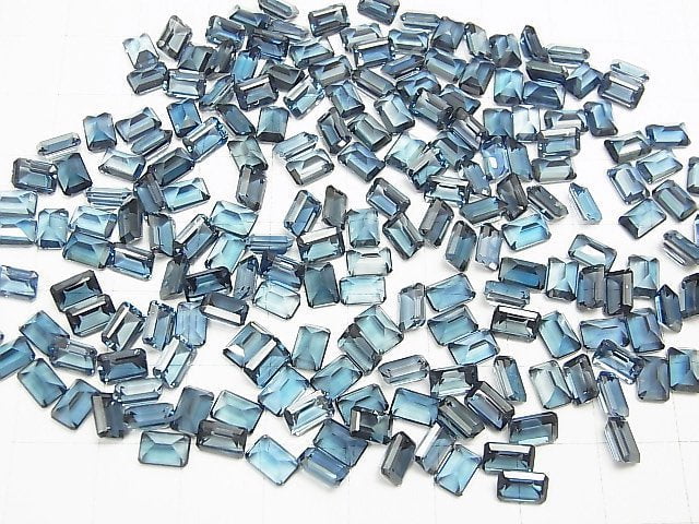 [Video]High Quality London Blue Topaz AAA Undrilled Rectangle Faceted 6x4 mm 5pcs