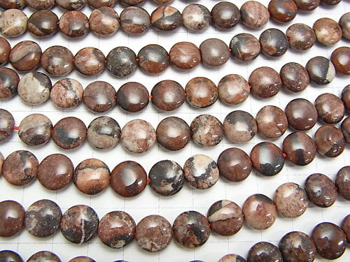1strand $6.79! Red Picture Jasper Coin 10x10x5mm 1strand beads (aprx.15inch / 38cm)