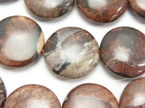 Coin, Jasper Gemstone Beads