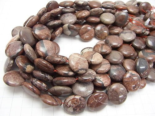 Red picture Jasper Coin 20 x 20 x 8 mm half or 1 strand beads (aprx.15 inch / 36 cm)