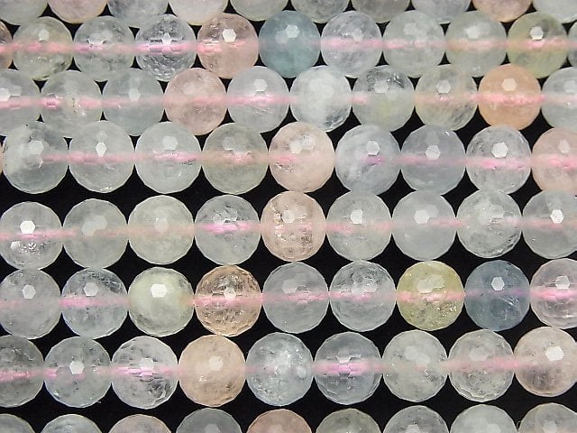 [Video]High Quality! Beryl Mix (Multi Color Aquamarine) AAA 128 Faceted Semi Faceted Round 8 mm half or 1 strand beads (aprx.15 inch / 37 cm)