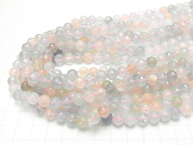 [Video]High Quality! Beryl Mix (Multi Color Aquamarine) AAA 128 Faceted Semi Faceted Round 8 mm half or 1 strand beads (aprx.15 inch / 37 cm)