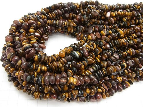 [Video] Tiger's Eye AA ++ 3 color mix Chips (Small Nugget) 1strand beads (aprx.33inch / 84cm)