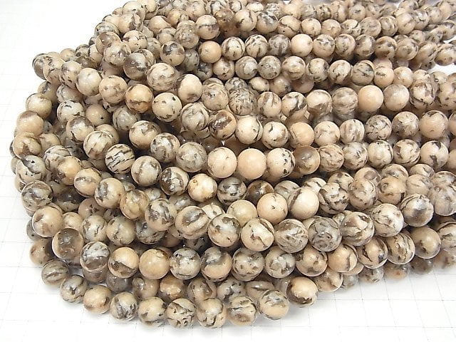 Graphic Granite Round 10mm 1strand beads (aprx.15inch / 36cm)