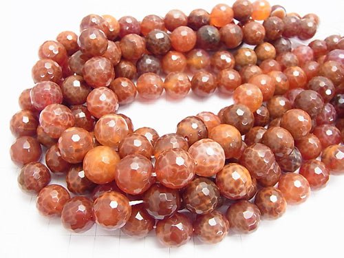 Fire Agate 128 Faceted Round 14 mm half or 1 strand beads (aprx. 15 inch / 36 cm)