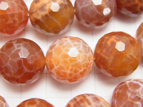 Fire Agate  128Faceted Round 18mm 1/4 or 1strand beads (aprx.15inch/36cm)