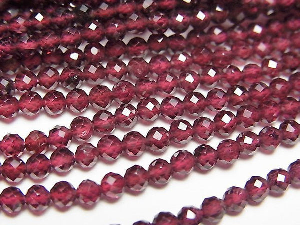 Faceted Round, Garnet Gemstone Beads