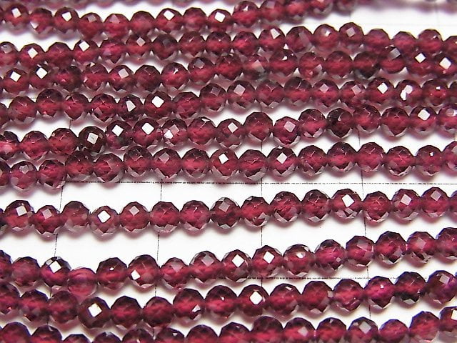 [Video]High Quality! 1strand $4.79! Mozambique Garnet AAA - 32 Faceted Round 3 mm 1strand beads (aprx.15 inch / 35 cm)