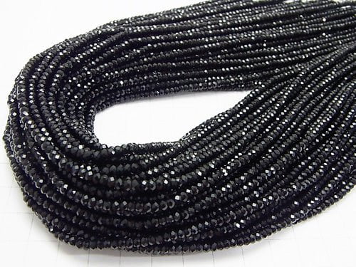 High Quality!  1strand $8.79! Onyx AAA Faceted Button Rondelle 3x3x2mm 1strand beads (aprx.15inch/37cm)