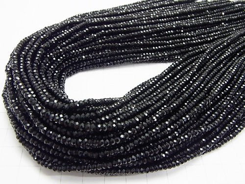 High Quality!  1strand $8.79! Onyx AAA Faceted Button Roundel 3x3x2mm 1strand beads (aprx.15inch/37cm)