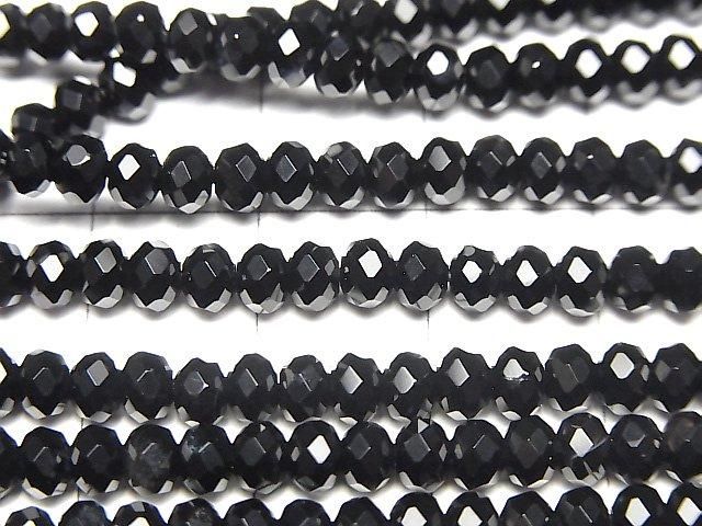 High Quality!  Onyx AAA Faceted Button Rondelle 4x4x3mm 1strand beads (aprx.15inch/37cm)