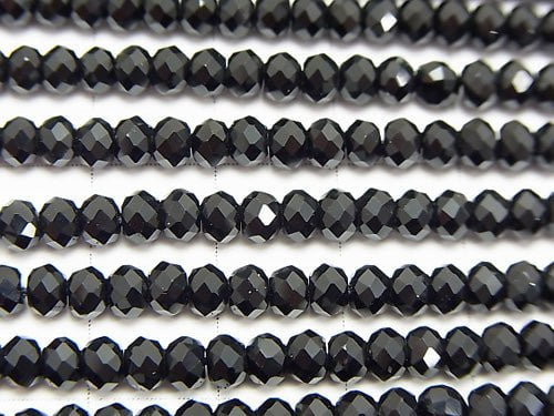 High Quality!  1strand $9.79! Onyx AAA Faceted Button Roundel 4x4x2.5mm 1strand beads (aprx.15inch/37cm)