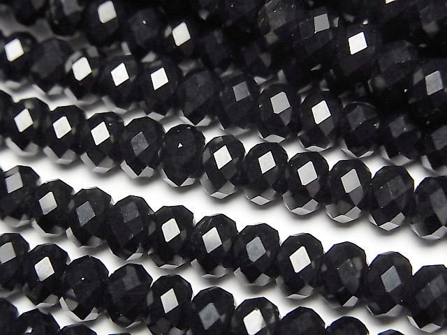 [Video]High Quality! Onyx AAA Faceted Button Rondelle 5.5x5.5x3.5mm half or 1strand beads (aprx.15inch/37cm)