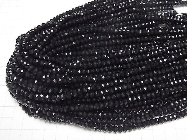 [Video]High Quality! Onyx AAA Faceted Button Rondelle 5.5x5.5x3.5mm half or 1strand beads (aprx.15inch/37cm)