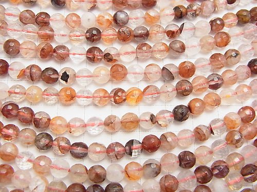 1strand $9.79! Red Hematite Quartz 128Faceted Round 6mm 1strand beads (aprx.15inch / 38cm)