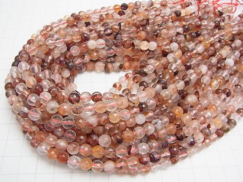 1strand $9.79! Red Hematite Quartz 128Faceted Round 6mm 1strand beads (aprx.15inch / 38cm)