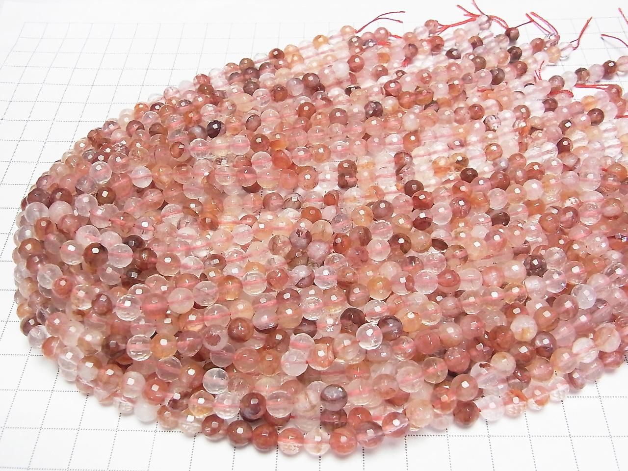 1 fil 9,79 $ ! Quartz hématite rouge rond facetté 128 de 6 mm, 1 fil de perles (environ 15 pouces / 38 cm)