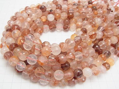 Red Hematite Quartz 128 Faceted Round 10 mm half or 1 strand beads (aprx. 15 inch / 36 cm)