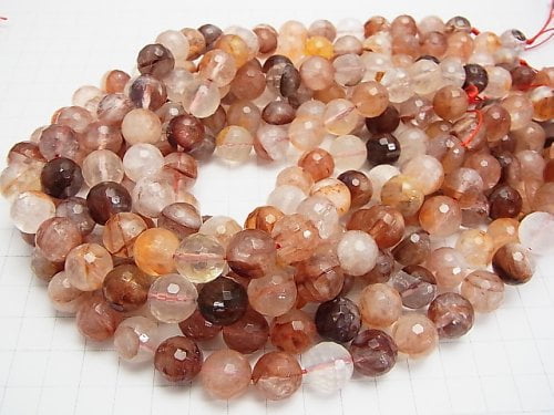 Red Hematite Quartz 128 Faceted Round 12 mm half or 1 strand beads (aprx.15 inch / 36 cm)