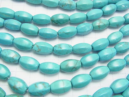 1strand $6.79! Magnesite Turquoise  6Faceted Faceted Rice 14x8x8mm 1strand beads (aprx.15inch/36cm)