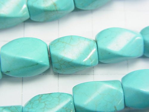 1strand $5.79! Magnesite Turquoise  4Faceted Twist Faceted Rice 12x8x8mm 1strand beads (aprx.15inch/36cm)