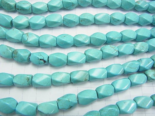 1strand $5.79! Magnesite Turquoise  4Faceted Twist Faceted Rice 12x8x8mm 1strand beads (aprx.15inch/36cm)