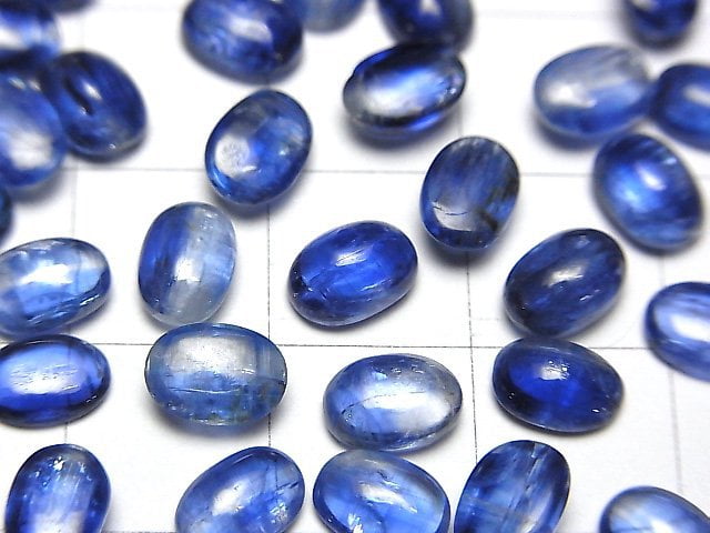 [Video] High Quality Nepal Kyanite AAA- Oval Cabochon 7 x 5 mm 5 pcs