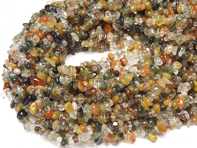 [Video] Multicolor Rutilated Quartz AA+ Chips (Small Nugget) 1strand beads (aprx.33inch / 82cm)