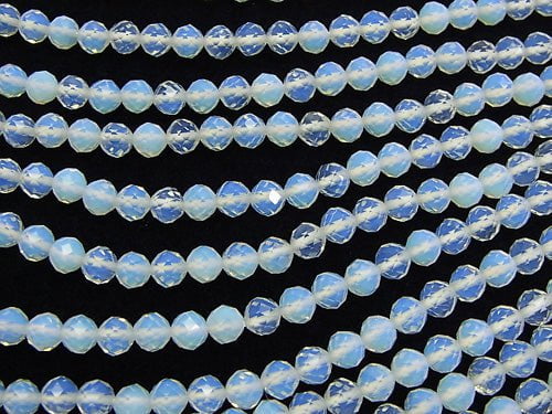 High Quality! 1strand $6.79! Opalite Semi Faceted Round 6mm White 1strand beads (aprx.15inch / 37cm)