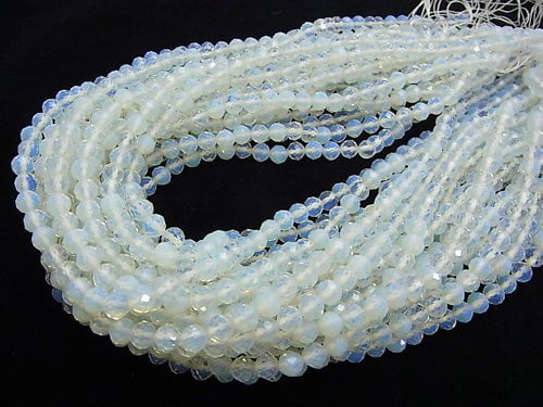 High Quality! 1strand $6.79! Opalite Semi Faceted Round 6mm White 1strand beads (aprx.15inch / 37cm)