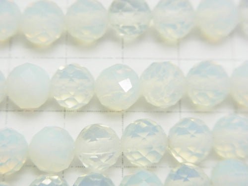 High Quality! 1strand $7.79! Opalite Semi Faceted Round 7mm White 1strand beads (aprx.15inch / 37cm)