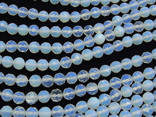 High Quality! 1strand $7.79! Opalite Semi Faceted Round 7mm White 1strand beads (aprx.15inch / 37cm)