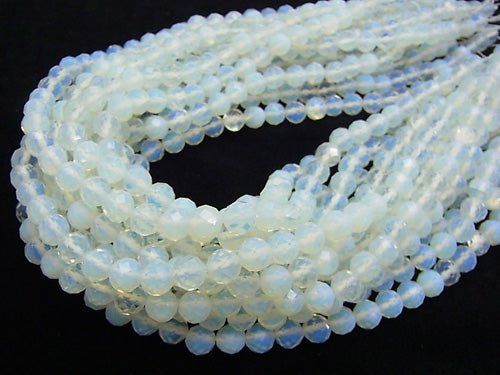 High Quality! 1strand $7.79! Opalite Semi Faceted Round 7mm White 1strand beads (aprx.15inch / 37cm)